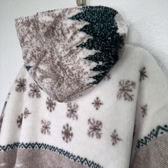 Denali Jacket Womens Medium Reversible Fleece Coat Hooded Moose Winter Scene Vtg - Picture 11 of 15